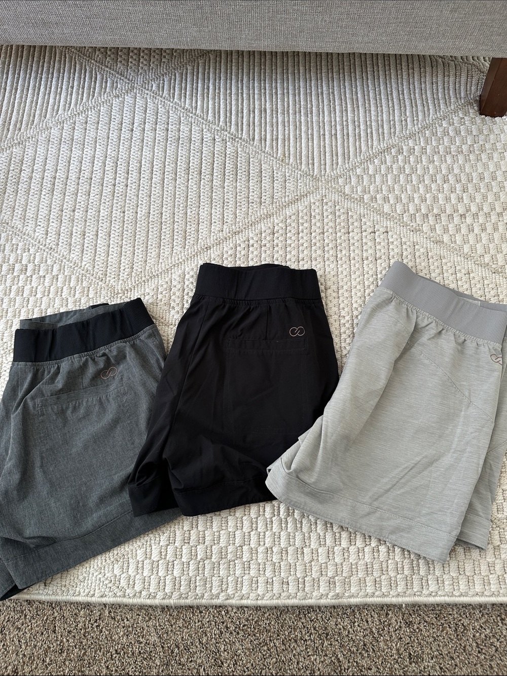 CALIA by Carrie Underwood Women's Shorts Trio - Black, Dark Gray & Light Gray